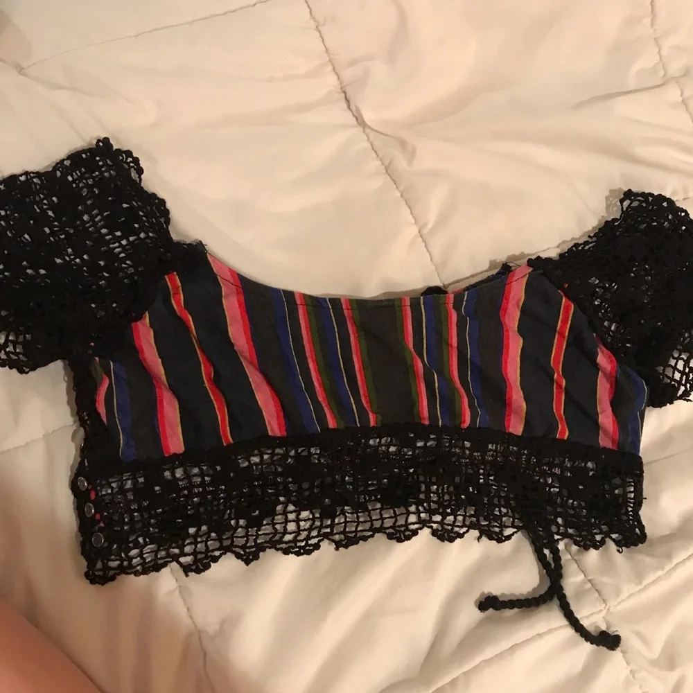 Free People Aruba ultra crop crochet striped unique top sexy